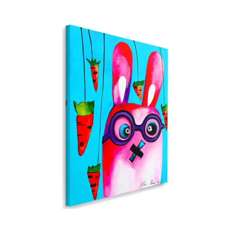 Children's print Canvas prints - Pink bunny with glasses for children | FEEBY