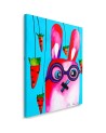 Children's print Canvas prints - Pink bunny with glasses for children | FEEBY