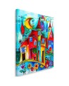 Children's room Canvas prints - Colourful town at night | FEEBY