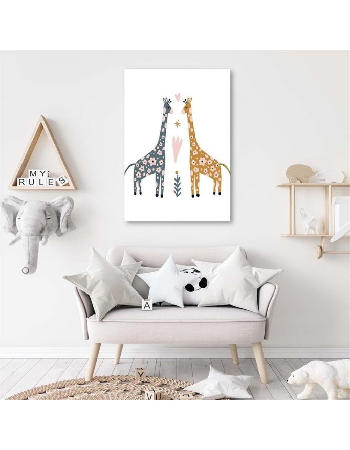 Canvas painting for children's room - Colourful giraffes | FEEBY