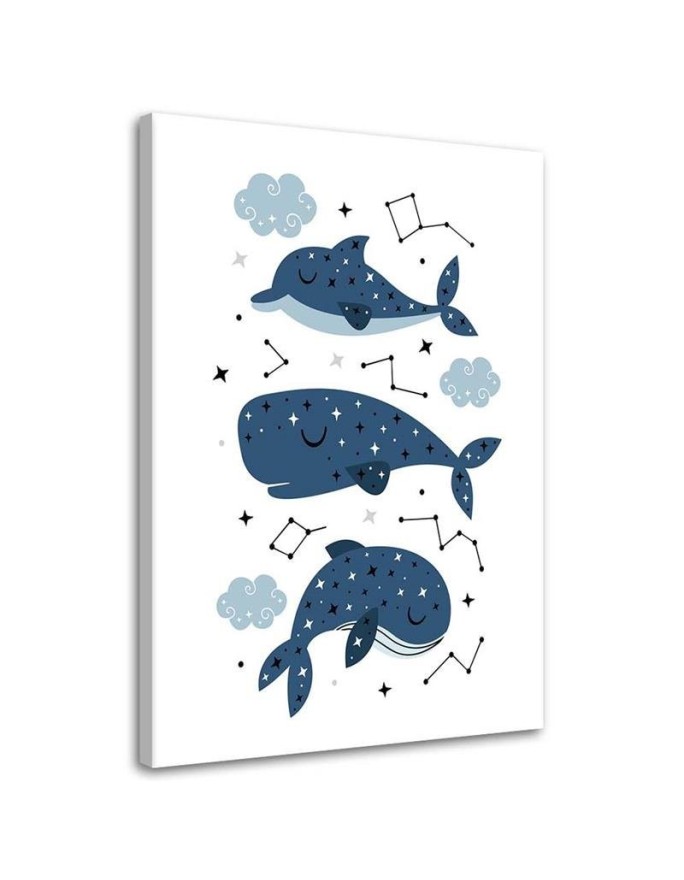 Canvas prints for children's room - Happy whales | FEEBY