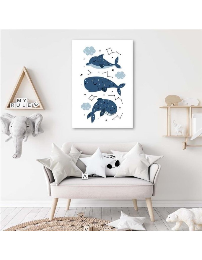 Canvas prints for children's room - Happy whales | FEEBY