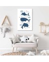 Canvas prints for children's room - Happy whales | FEEBY