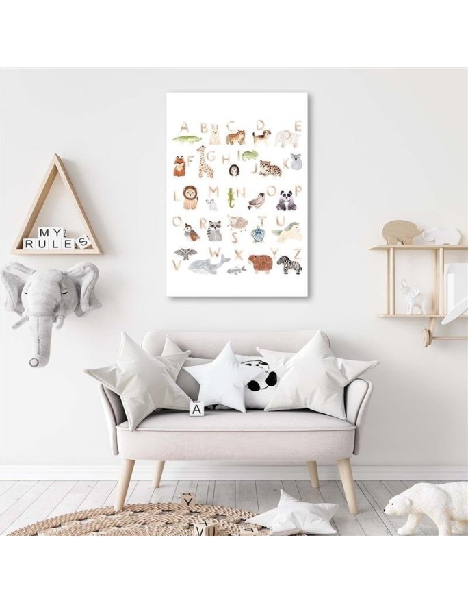 Decorative Canvas prints for children's room - Alphabet with animals | FEEBY
