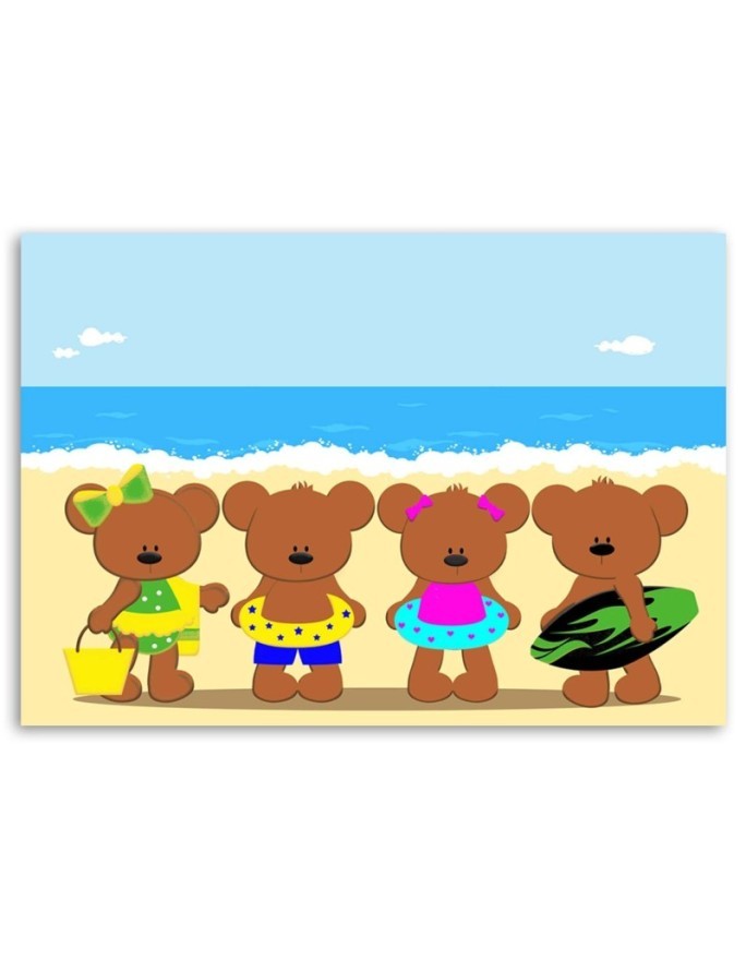 Printed picture for children - Bears on the beach | FEEBY