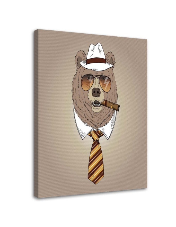 Canvas print Bear with cigar