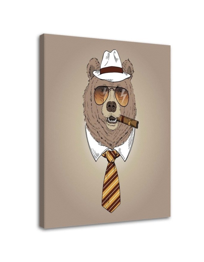 Pictures on Canvas for youth room - Bear with cigar | FEEBY