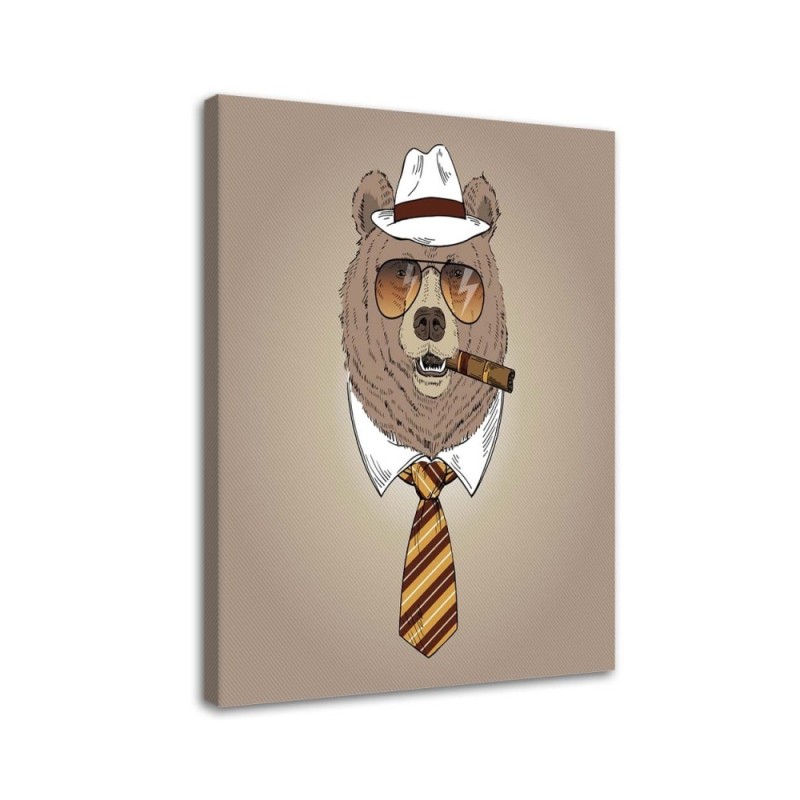 Pictures on Canvas for youth room - Bear with cigar | FEEBY