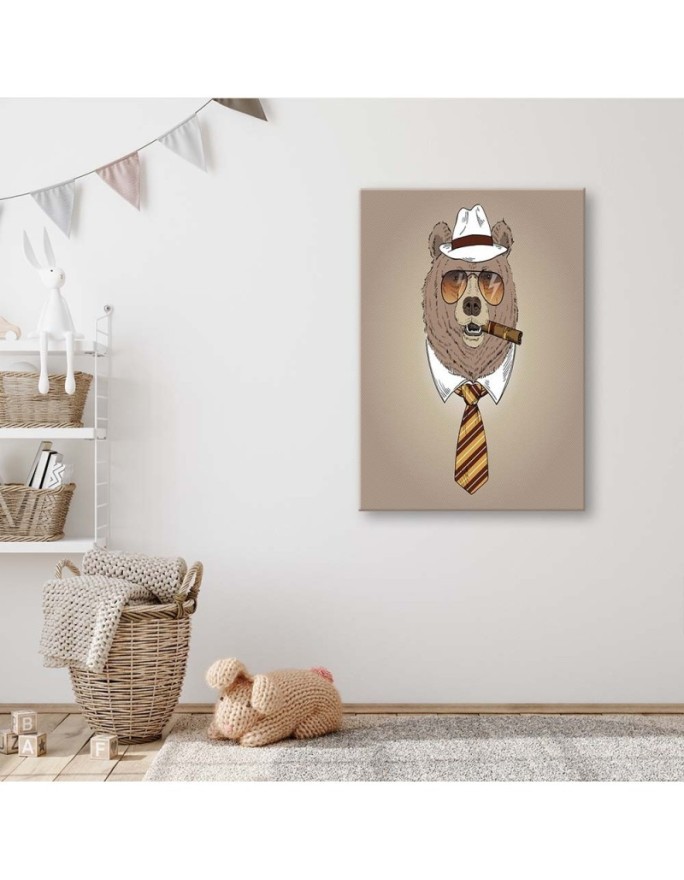 Pictures on Canvas for youth room - Bear with cigar | FEEBY
