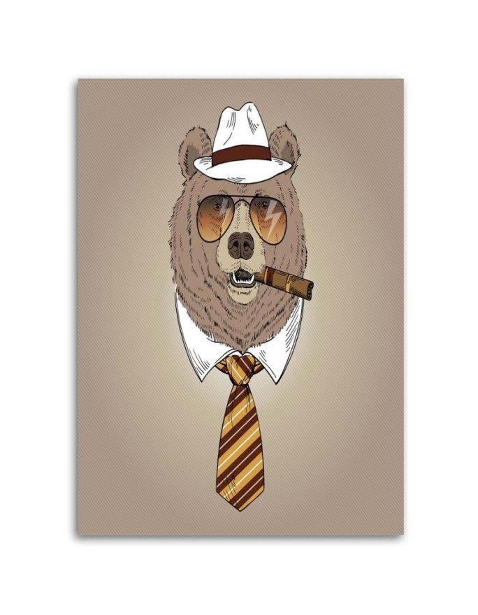 Pictures on Canvas for youth room - Bear with cigar | FEEBY