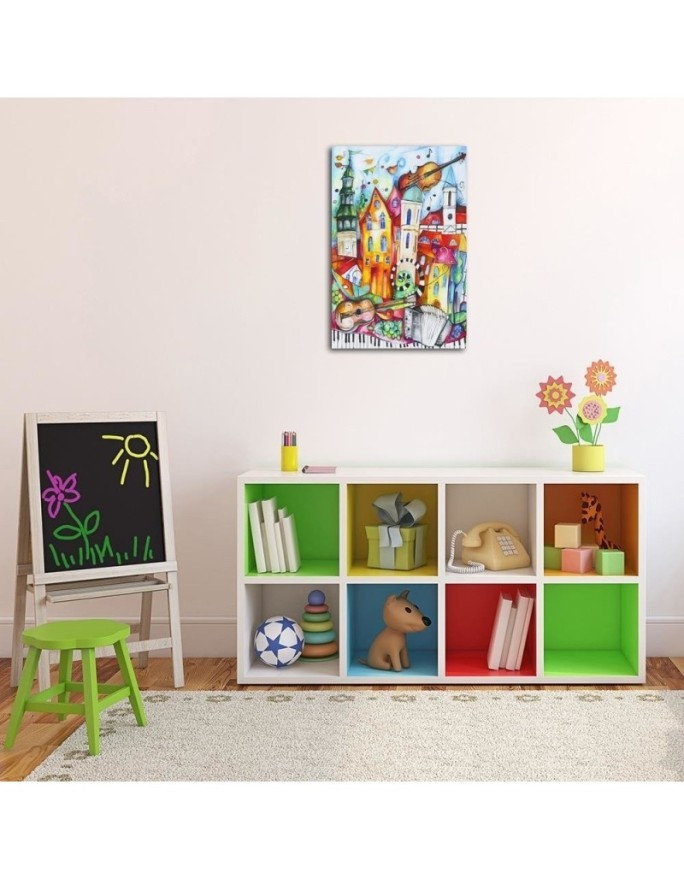 Canvas prints for children - Colourful musical town | FEEBY
