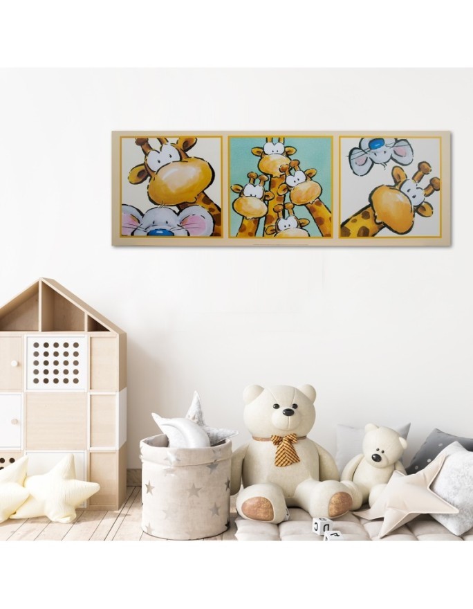 Canvas prints for children's room - Giraffe and mouse | FEEBY