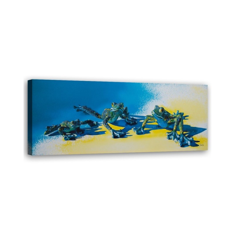 Canvas prints for boy and girl - Three blue frogs | FEEBY