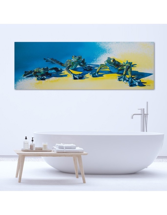 Canvas prints for boy and girl - Three blue frogs | FEEBY