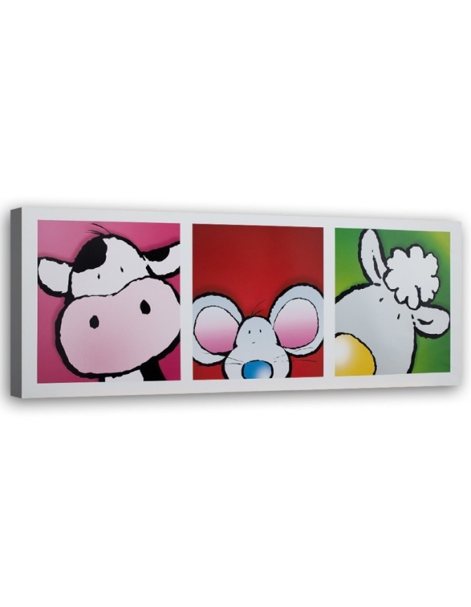 Canvas prints with animals for children - Mouse cow and sheep | FEEBY