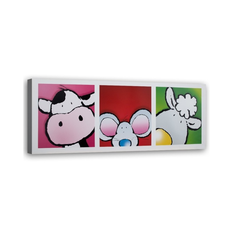 Canvas prints with animals for children - Mouse cow and sheep | FEEBY
