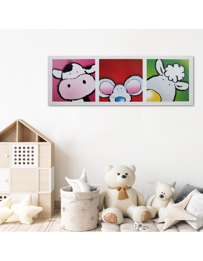 Canvas prints with animals for children - Mouse cow and sheep | FEEBY