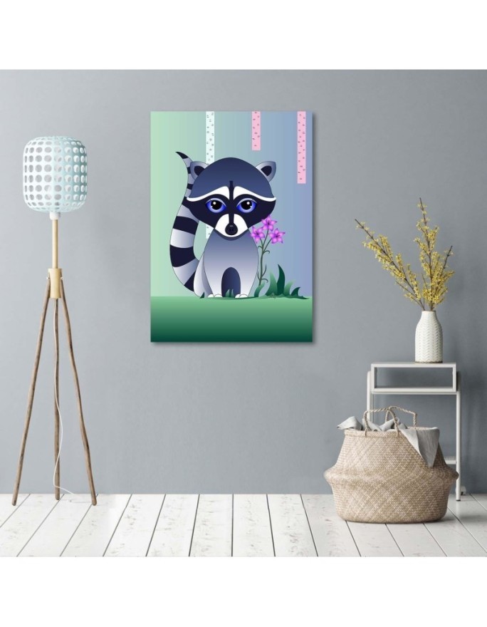 Modern Canvas paintings for children printed - Raccoon | FEEBY