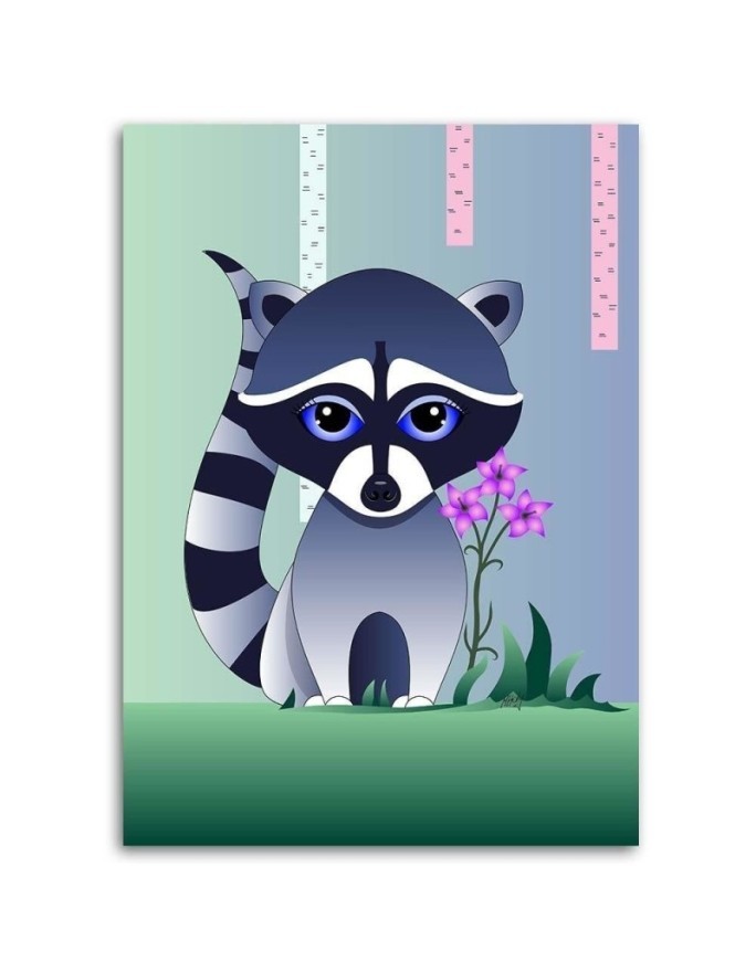 Modern Canvas paintings for children printed - Raccoon | FEEBY