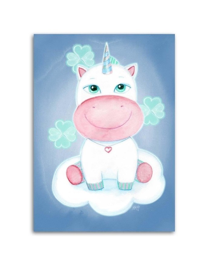 Canvas prints for a girl's room - Blue unicorn Marta Horodniczy | FEEBY