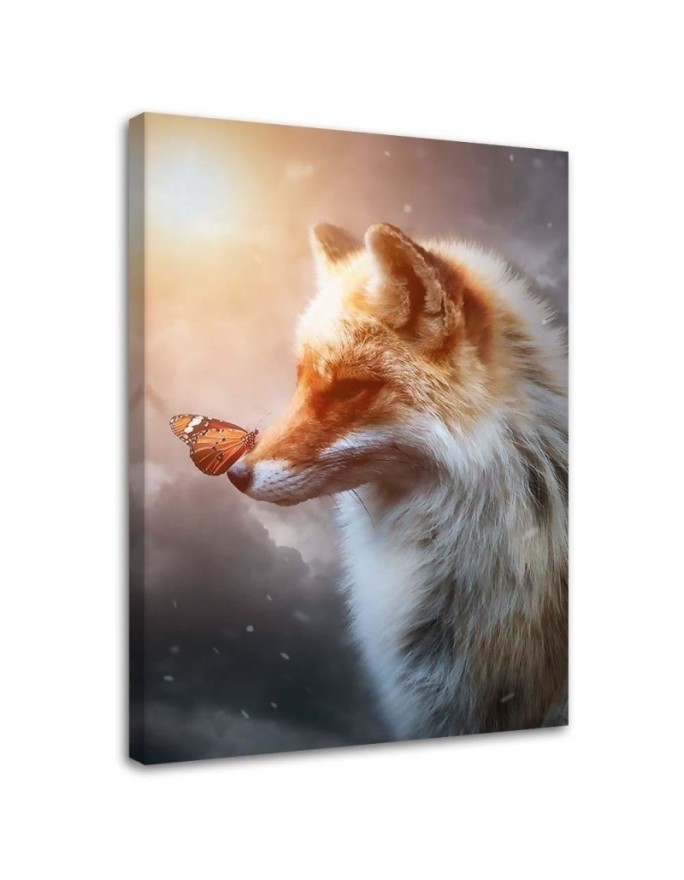 Canvas prints for modern living room - Fox and butterfly by Jose Francese | FEEBY