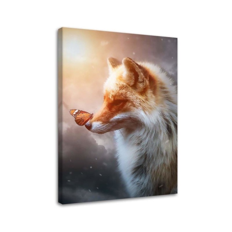 Canvas prints for modern living room - Fox and butterfly by Jose Francese | FEEBY