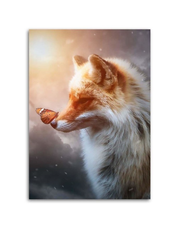 Canvas prints for modern living room - Fox and butterfly by Jose Francese | FEEBY