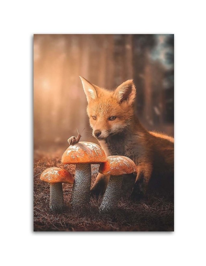 Modern wall art painting - Fox in a magical forest by Jose Francese | FEEBY