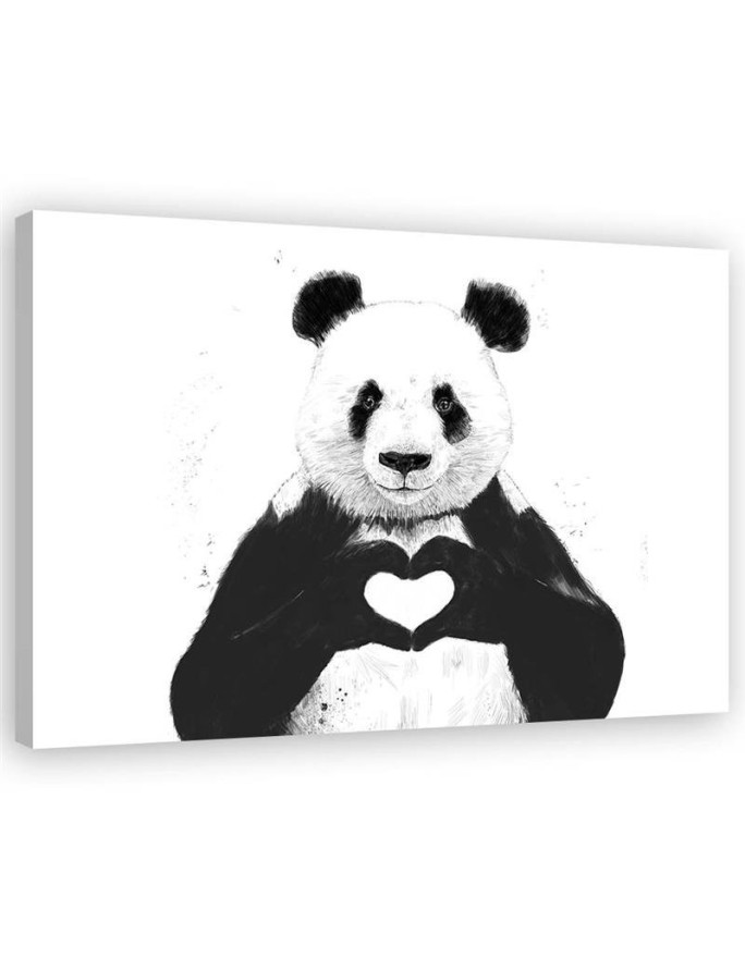 Canvas print Panda b&w with...