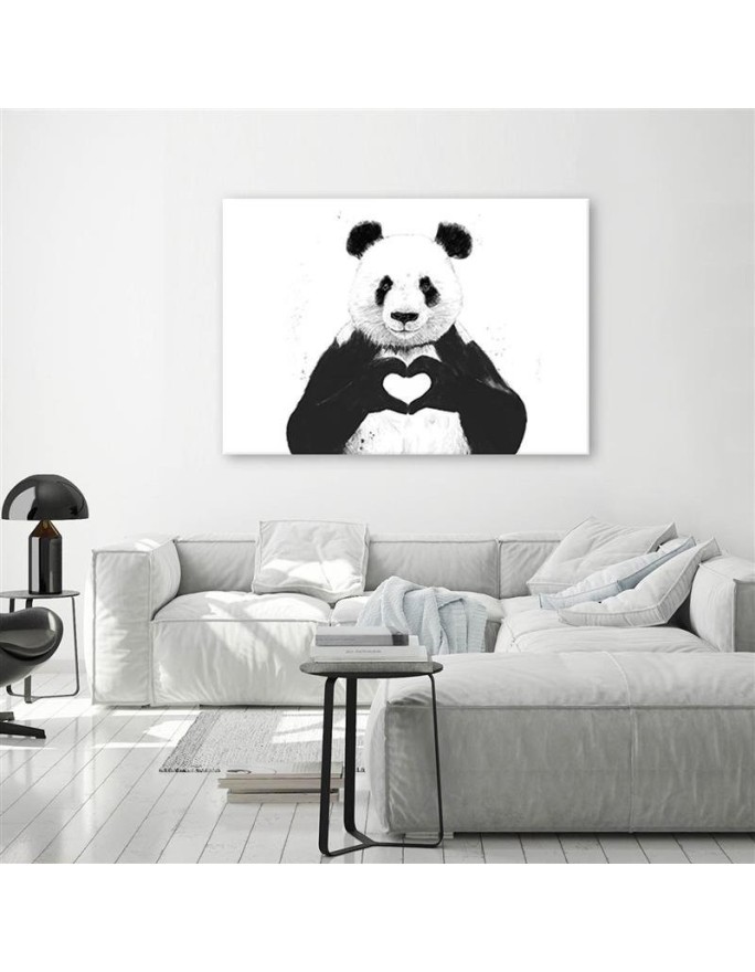 Canvas prints for teenager's room - Panda with heart Balazs Solti | FEEBY