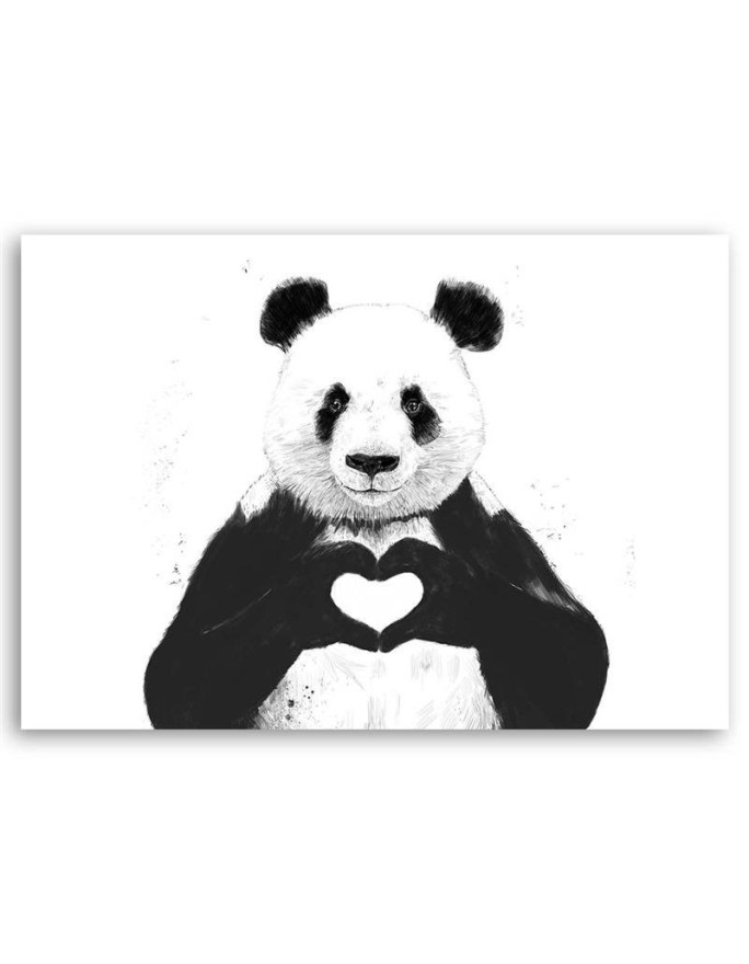 Canvas prints for teenager's room - Panda with heart Balazs Solti | FEEBY