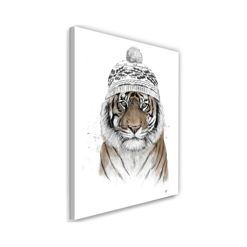 Canvas prints - Tiger in winter Christmas hat Balazs Solti | FEEBY