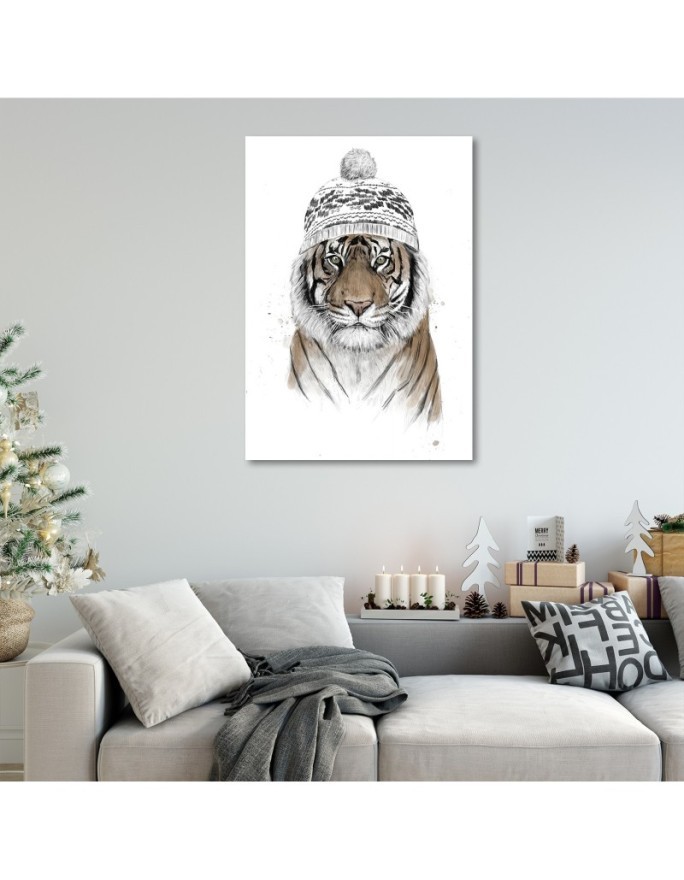Canvas prints - Tiger in winter Christmas hat Balazs Solti | FEEBY