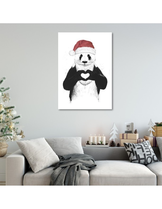 Wall Canvas painting - Panda in Santa outfit Balazs Solti | FEEBY