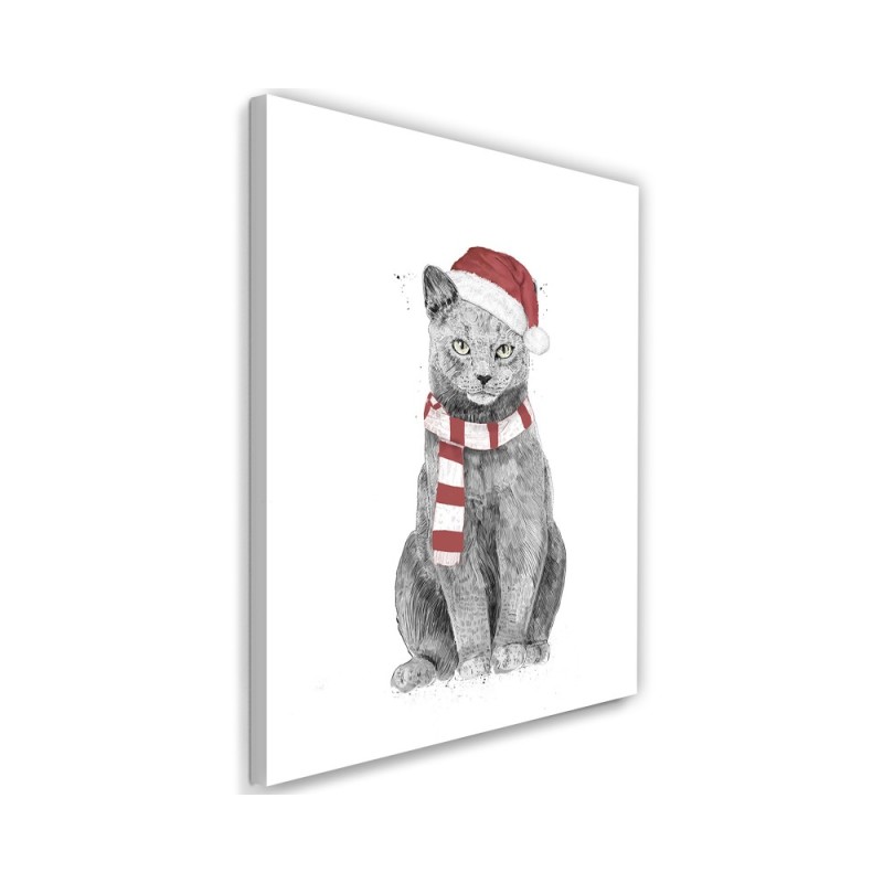 Canvas prints for Kids Room - Christmas cat in red hat Balazs Solti | FEEBY