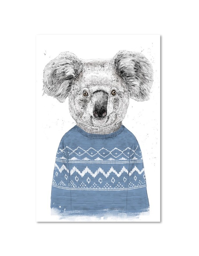Canvas prints - Koala bear in blue Christmas jumper Balazs Solti | FEEBY
