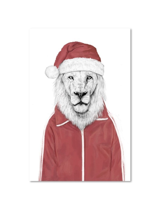 Canvas prints - Lion in red Christmas hat Balazs Solti | FEEBY