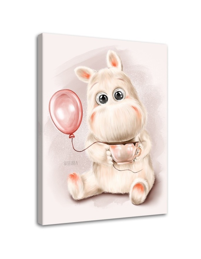 Wall art painting - Cartoon character with a pink balloon Svetrinka.art | FEEBY