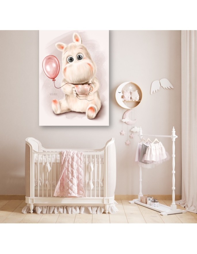 Wall art painting - Cartoon character with a pink balloon Svetrinka.art | FEEBY