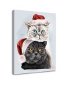 Wall art painting - Cats in Christmas hats Svetrinka.art | FEEBY