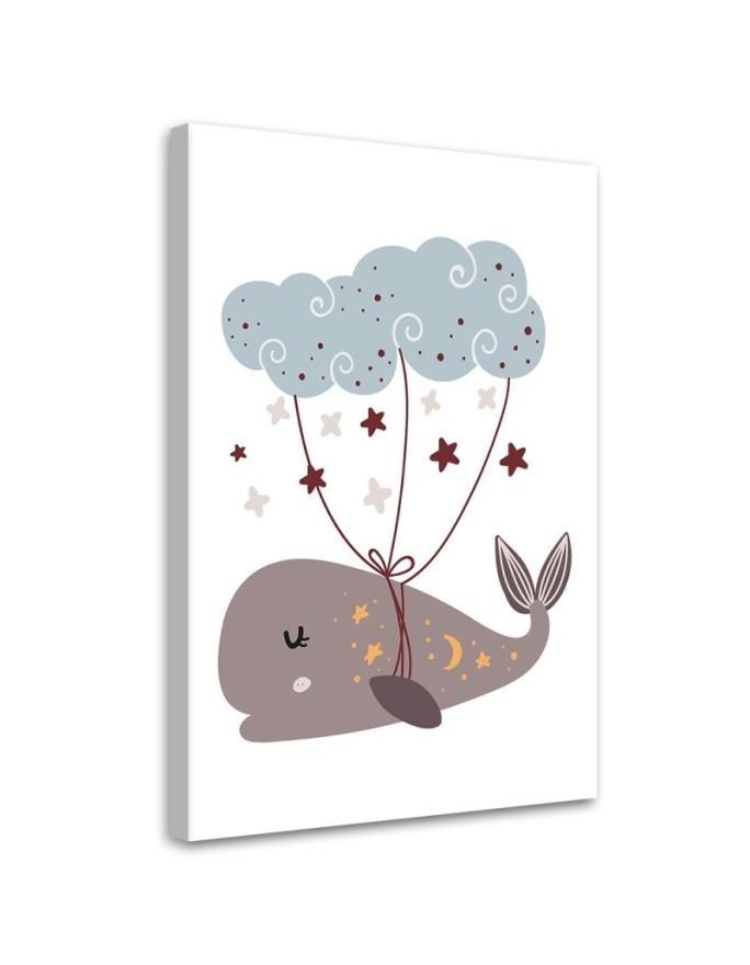 Canvas prints for children room modern - Whale and cloud boho | FEEBY