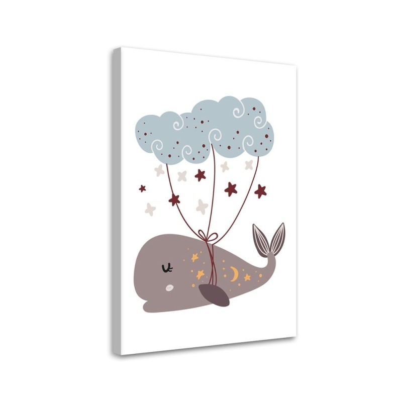Canvas prints for children room modern - Whale and cloud boho | FEEBY