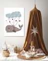 Canvas prints for children room modern - Whale and cloud boho | FEEBY