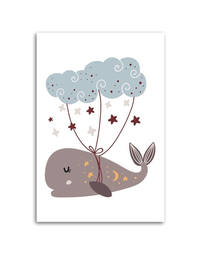 Canvas prints for children room modern - Whale and cloud boho | FEEBY
