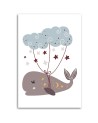 Canvas prints for children room modern - Whale and cloud boho | FEEBY