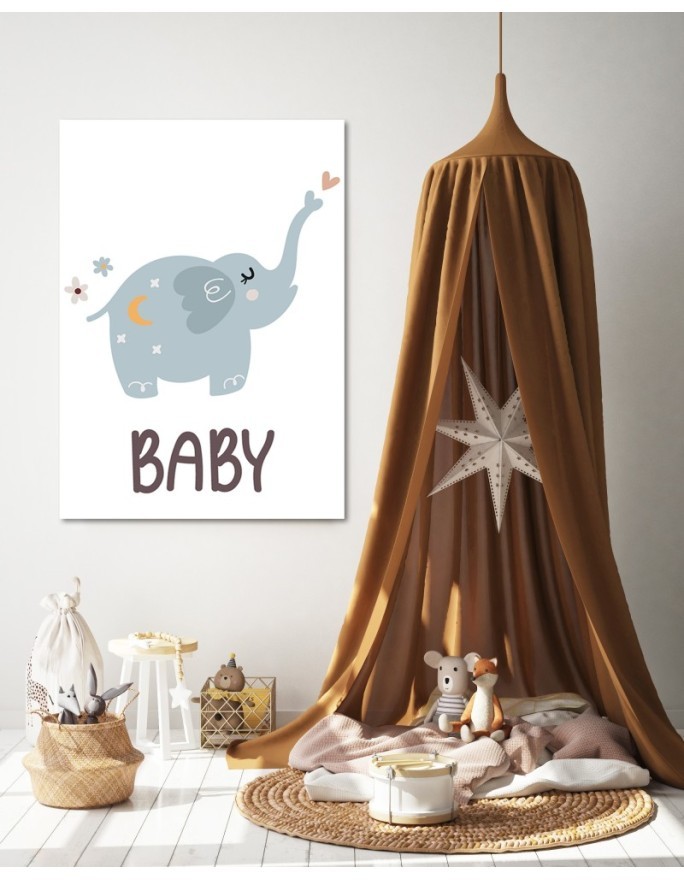 Canvas prints for children - Elephant Baby Kids Boho | FEEBY