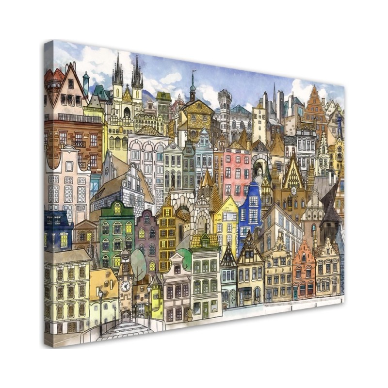 Canvas prints for children's room - Colourful city | FEEBY