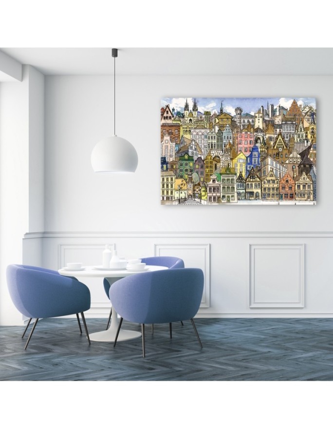 Canvas prints for children's room - Colourful city | FEEBY