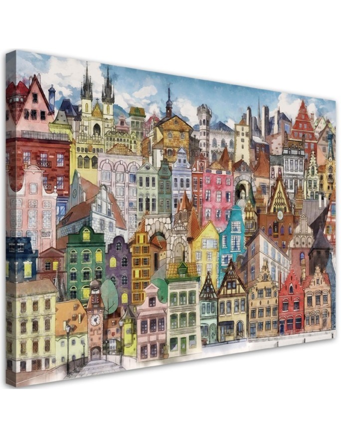 Children's room pictures on canvas  - Colourful city | FEEBY