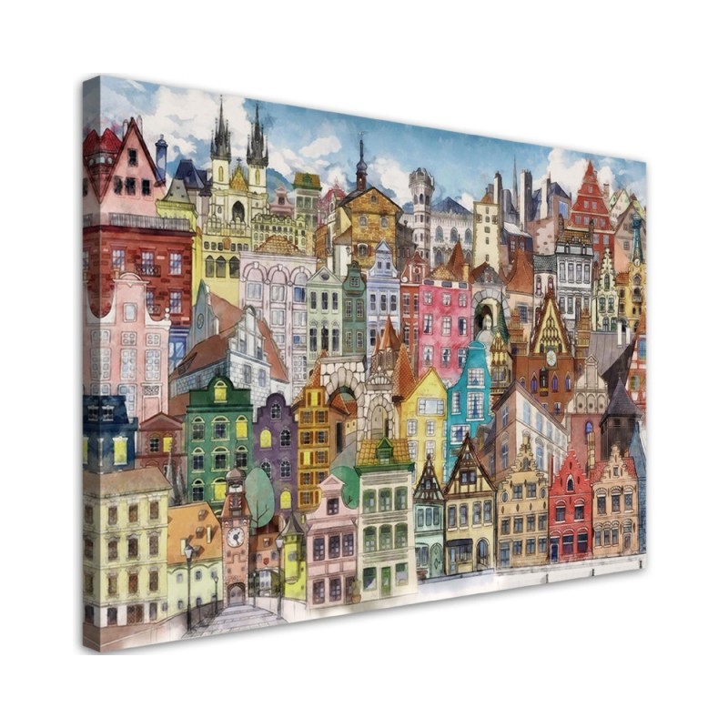 Children's room pictures on canvas  - Colourful city | FEEBY